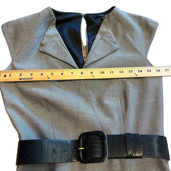 Antonio Melani Blue Cap Sleeve Dress with Embossed Belt. Sz  2. Great Condition - Picture 9 of 13